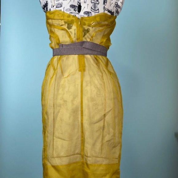 BCBGMAXAZRIA Runway Silk/Organza Yellow/Gold Dress Size 0 NWOT - Picture 3 of 11